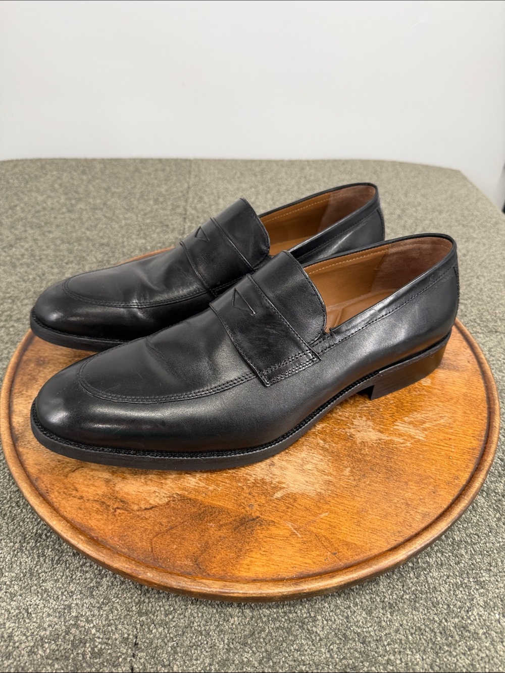Johnston & Murphy Shoes Men 13 M Black Leather Penny Loafer Slip On Dress